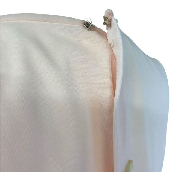 Vintage Pink Chiffon and Nylon Pleated Floral Short Sleeve Blouse Size Small - Picture 6 of 9